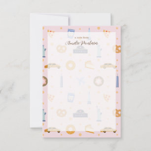 Carte De Remerciements Nom personnalisé adorable rose NYC à thème