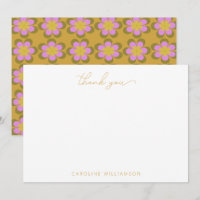 Nom personnalisé Fleur Jaune Rétro Mignon Mod