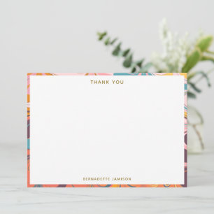 Carte De Remerciements Nom personnalisé Marbrure Rétro Coloré