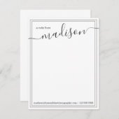 Carte De Remerciements Nom personnalisé noir blanc | Du Bureau De (Devant / Derrière)