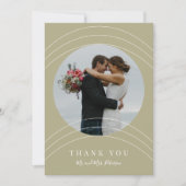 Carte De Remerciements Nom photo moderne script sauge vert mariage (Devant)