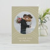 Carte De Remerciements Nom photo moderne script sauge vert mariage (Debout devant)