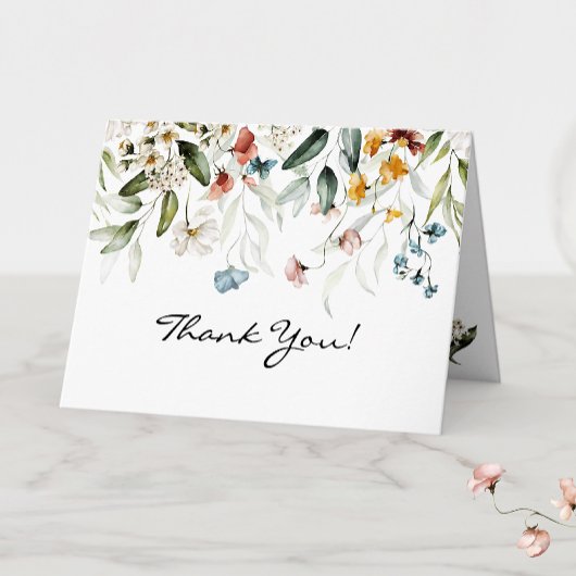 Carte De Remerciements Nom sur Elegant Fine Art Floral Drop