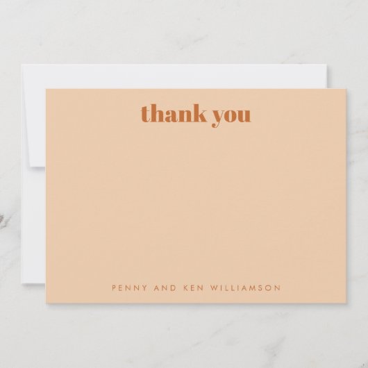 Carte De Remerciements Noms de Mariages personnalisés Retro les années 70 (Devant)