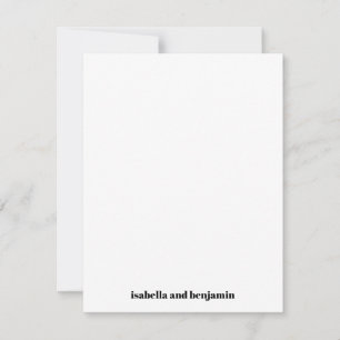 Carte De Remerciements Noms en gras modernes sur le Mariage vertical blan