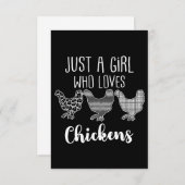 Carte De Remerciements Non 2/2, Juste Une Fille Qui Aime Les Poulets, Drô (Devant / Derrière)