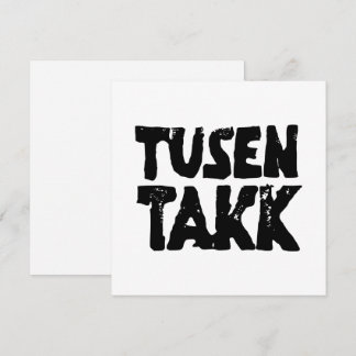 Carte De Remerciements Norvégien "Merci" noir et blanc Lino coupé