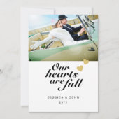 Carte De Remerciements Nos coeurs sont complets 2 Mariage photo (Devant)