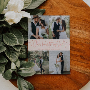 Carte De Remerciements Nos cœurs sont pleins Photo de mariage pêche