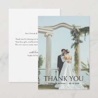 Carte De Remerciements Note de mariage photo moderne minimaliste