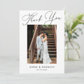 Carte De Remerciements Note de photo moderne simple Mariage de script min (Debout devant)