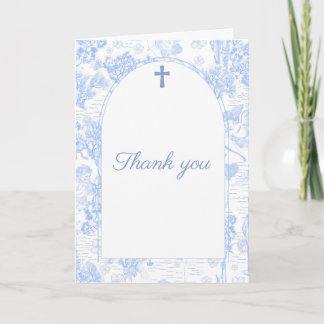 Carte De Remerciements Note de remerciement bleu chinoiserie pour baptême