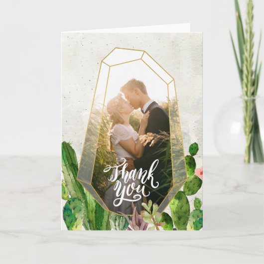 Carte De Remerciements Note de remerciement de succulente de désert - Pie (Devant)