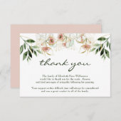 Carte De Remerciements Note de remerciement funéraire | Bereavement| Euca (Devant / Derrière)