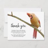 Carte De Remerciements Note de remerciement funéraire | Cardinal Bird (Devant)