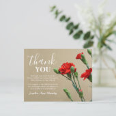 Carte De Remerciements Note de remerciement funéraire | Carnations rouges (Debout devant)