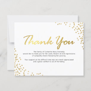 Carte De Remerciements Note de remerciement funéraire  Glamour d'or blanc