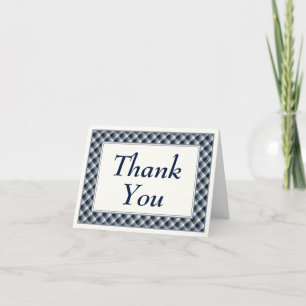 Carte De Remerciements Note de remerciement Plaid Blue & Cream