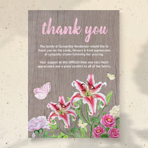 Carte De Remerciements Note de remerciement pour funérailles Fleurs rus