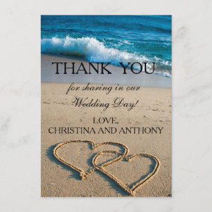 Carte De Remerciements Note de remerciement pour mariage sur la plage Hea