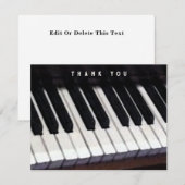 Carte De Remerciements Note de remerciement pour piano musique (Devant / Derrière)