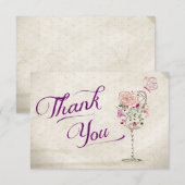 Carte De Remerciements Note de remerciement Verre à vin (Devant / Derrière)