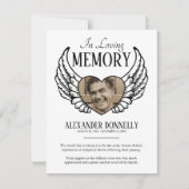 Carte De Remerciements Note de sympathie funéraire | Angel Wings (Devant)