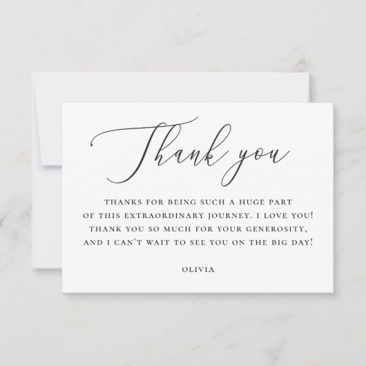 Carte De Remerciements Note élégante pour Baby Shower de mariage | Écritu (Devant)