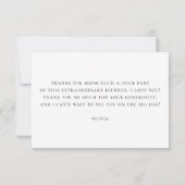 Carte De Remerciements Note élégante pour Baby Shower de mariage | Écritu (Dos)