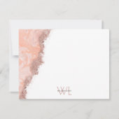 Carte De Remerciements Note en monogramme avec géode d'agate rose gold et (Devant)