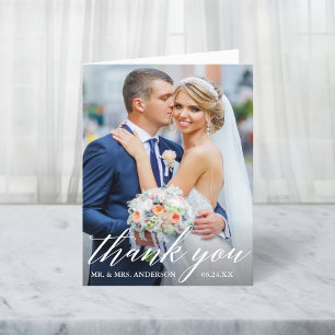 Carte De Remerciements Note photo de la mariée Mariage de Calligraphie