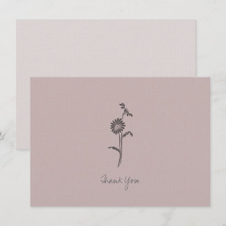 Carte de remerciements Note Rose Purple Fleur simp