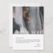 Carte De Remerciements Note W de Mariage multi-photo chic (Dos)