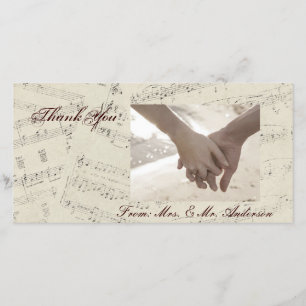 Carte De Remerciements Notes de musique romantique moderne Mariage de mus