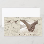 Carte De Remerciements Notes de musique romantique moderne Mariage de mus (Devant / Derrière)