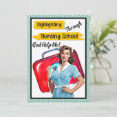 Carte De Remerciements Notes de soins infirmiers rétro Pinup_ (Debout devant)