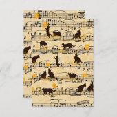 Carte De Remerciements Notes musicales et chatons (Devant / Derrière)