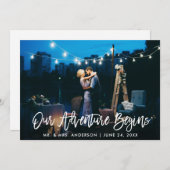 Carte De Remerciements Notre aventure commence Mariage de script de bross (Devant / Derrière)