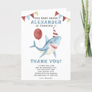Carte De Remerciements Notre Baby Shark 1er Anniversaire Sous La Mer