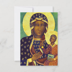 Carte De Remerciements Notre-Dame de Czestochowa Vierge noire