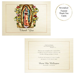 Carte De Remerciements Notre-Dame de Guadalupe Fleurs Brillantes Funérail