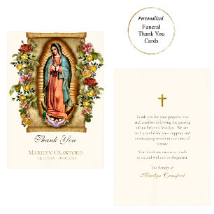 Carte De Remerciements Notre-Dame de Guadalupe Mémorial catholique romain