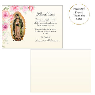 Carte De Remerciements Notre-Dame de Guadalupe Roses Roses Catholiques Fu