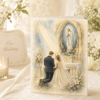 Carte De Remerciements Notre-Dame de Lourdes Remerciement de Mariage Cath