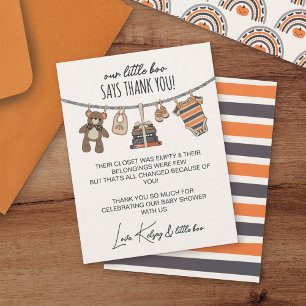 Carte De Remerciements Notre petit Baby shower d'Halloween Neutre Boo