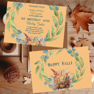 Carte De Remerciements Notre petit Citrouille 1er anniversaire Automne Wr