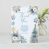Carte De Remerciements Notre petit Flocon de neige Blue Winter Birday Par (Debout devant)