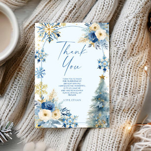 Carte De Remerciements Notre petit Flocon de neige Blue Winter Birday Par