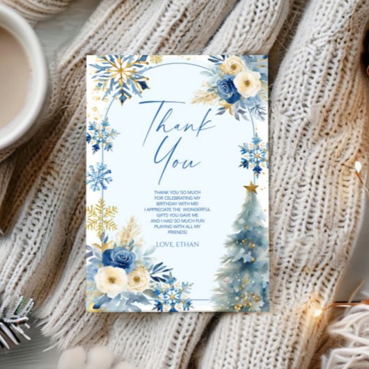Carte De Remerciements Notre petit Flocon de neige Blue Winter Birday Par