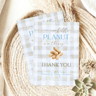 Carte De Remerciements Notre Petit Garçon Cacahuète Bleu Gingham Baby Sho